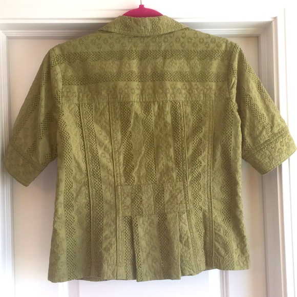 Coldwater Creek Green Cutout Short Sleeve Jacket - Picture 2 of 12